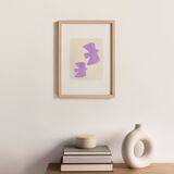 Painting on paper "birds" lilac signed eawy