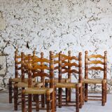 Set of 6 Dudouyt style chairs, 1950
