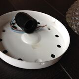 Round glass ceiling lamp diamond tips, vintage 60/70s