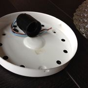 Round glass ceiling lamp diamond tips, vintage 60/70s