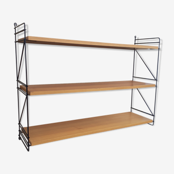 Etagère murale type string de style scandinave années 70 en hêtre