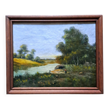 Tableau impressionniste -  Huile sur toile, Ecole française - Barbizon