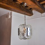 JT Kalmar chandelier, frosted murano glass, space age, Austria 1970