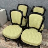 4 chaises époque Napoléon III en bois laqué noir vers 1850