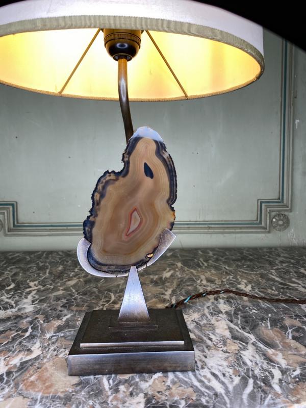 Plaque D'Agathe Montée En Lampe, circa 1980