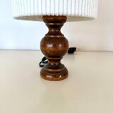 Wooden and velvet lamp
