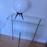 Console tripode en verre et fer  1950