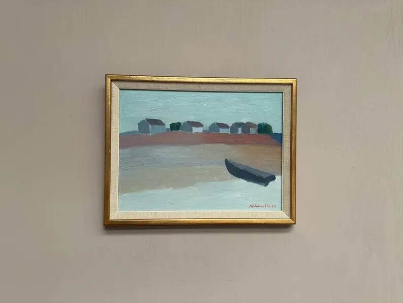 Original  Swedish Oil on Canvas – “Motif from Byxelkrok” by Raymond Wallentin – Signed & Dated 1975 – Vintage & Framed