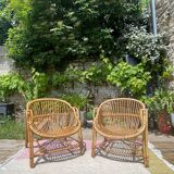 Pair of rattan armchairs