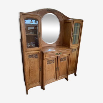 Old artesian furniture picard oval mirror and glass door biseaute