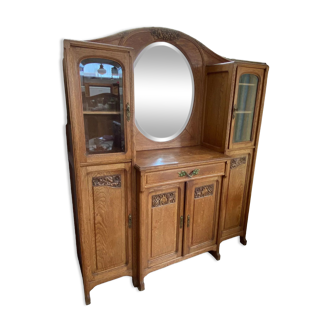 Old artesian furniture picard oval mirror and glass door biseaute