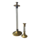 Duo of vintage brass and lucite candlesticks