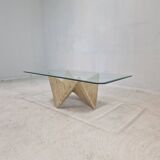 Table Basse Italienne en Travertin, 1980s