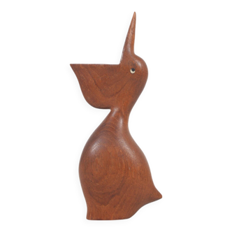 Danish teak pelican statue, 1960s