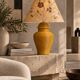 Grande lampe en céramique nervurée jaune moutarde 1970