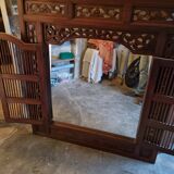 Balinese mirror Indonesia wood, shutters 120x130cm