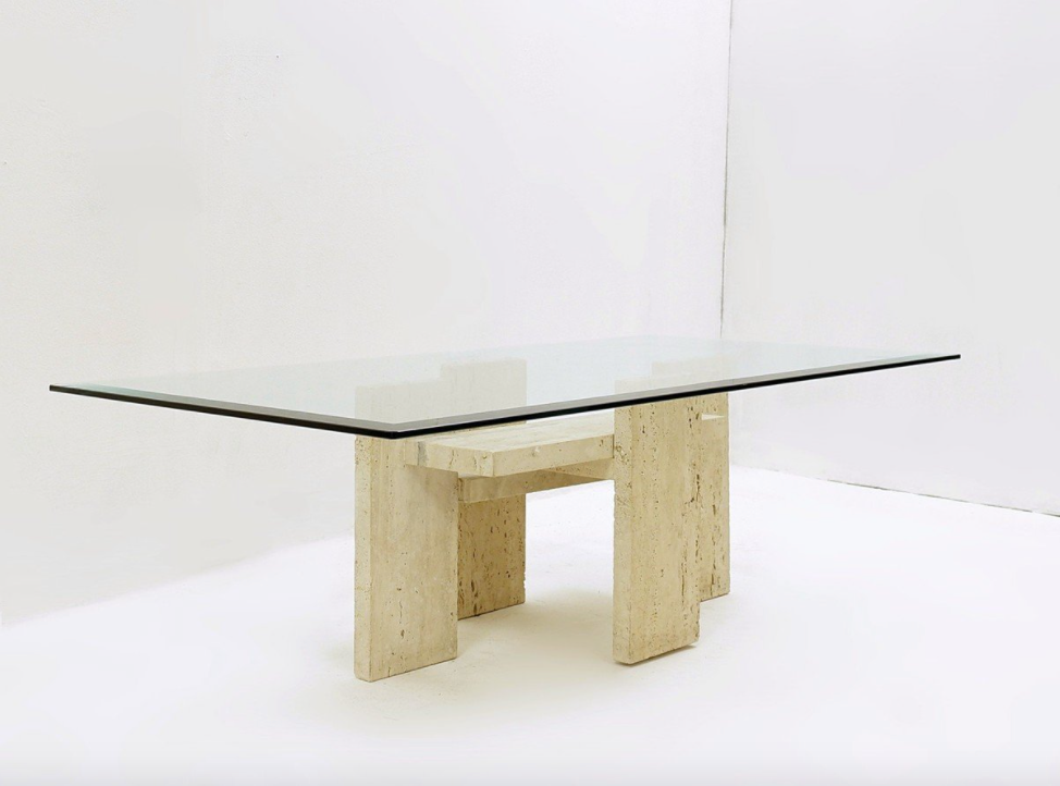 Travertine coffee table by Willy Ballez Belgium 1970