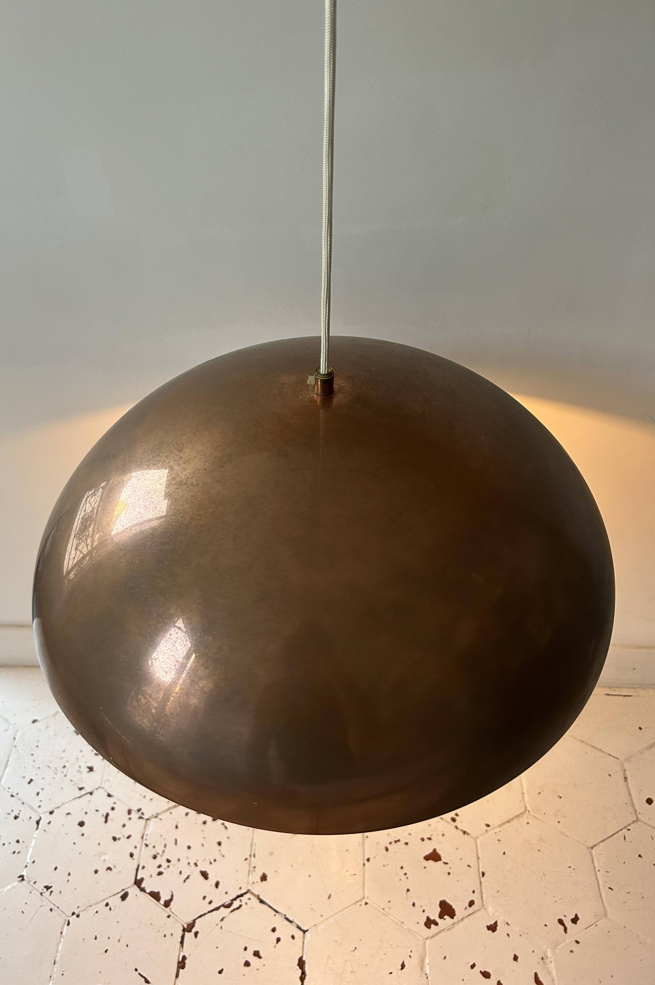 Vintage copper pendant light, Sweden 1960s