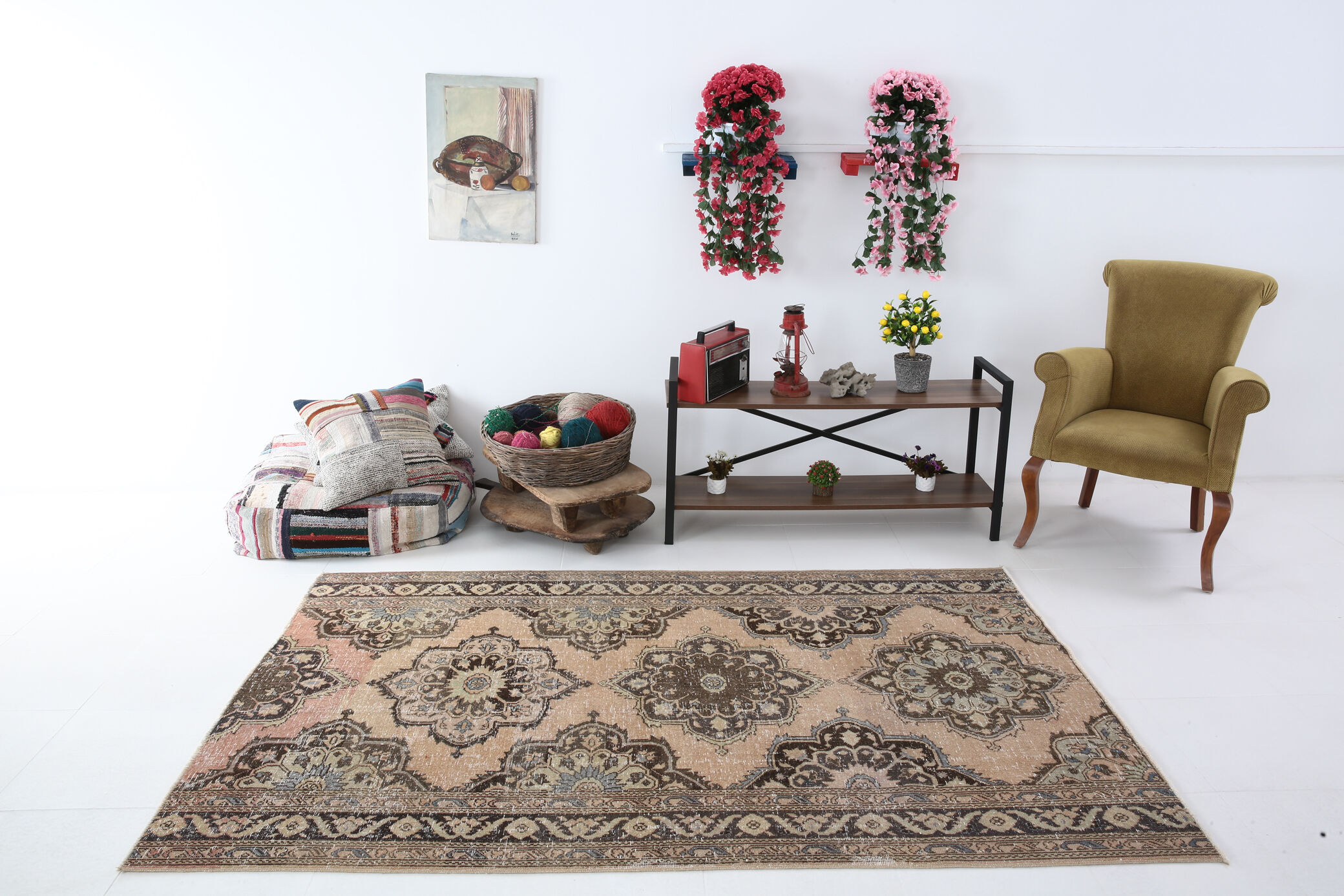 Oriental antique wool vintage rug 232x144cm