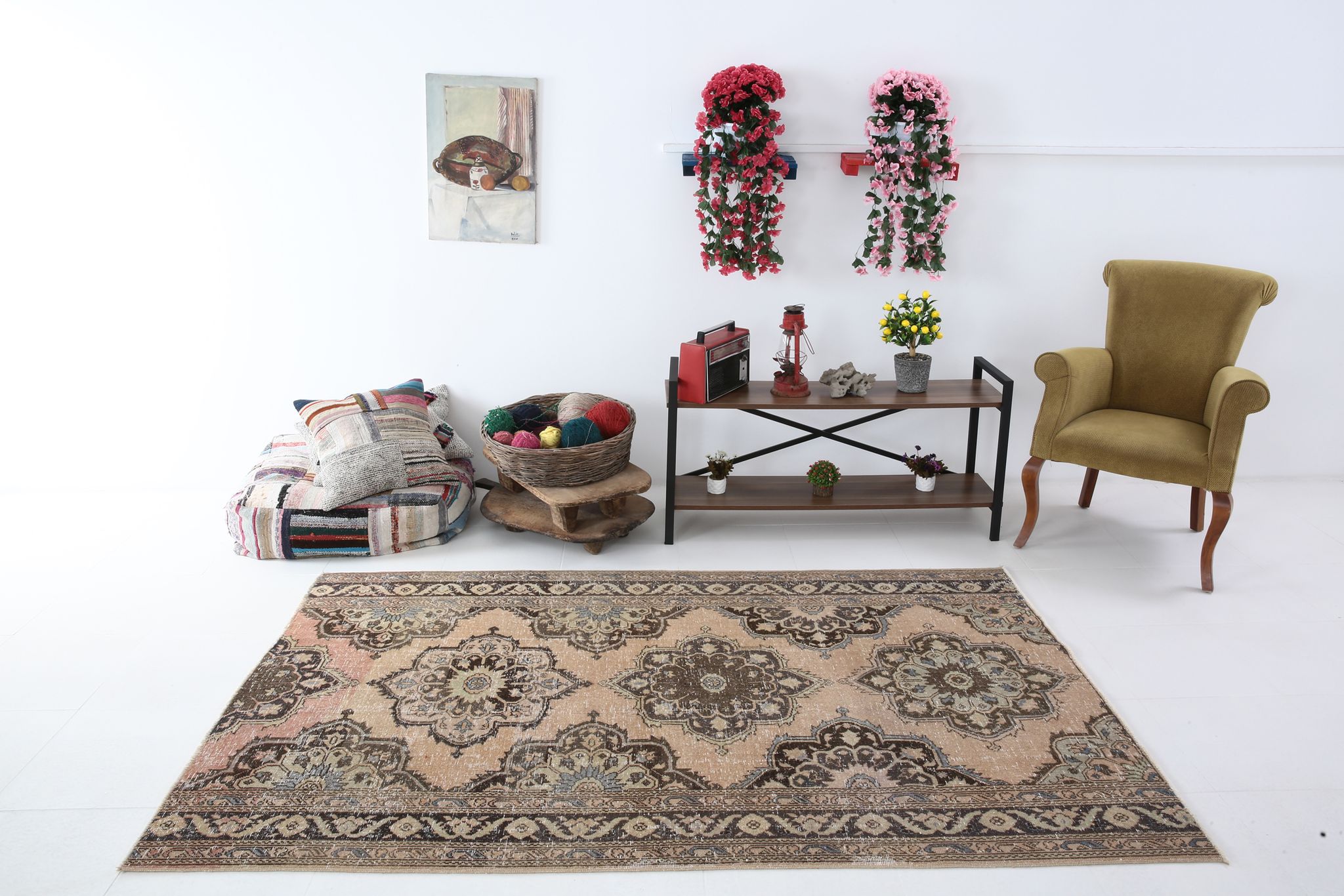 Oriental antique wool vintage rug 232x144cm