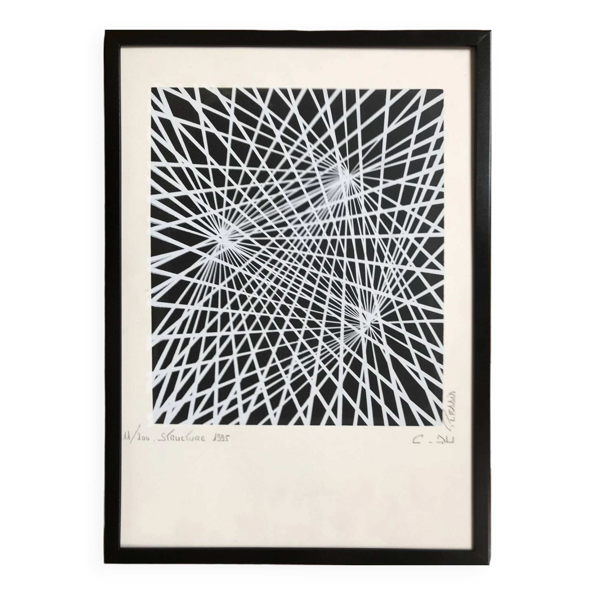 Kinetic Art. Signed and framed lithograph by C. du PLESSIS.