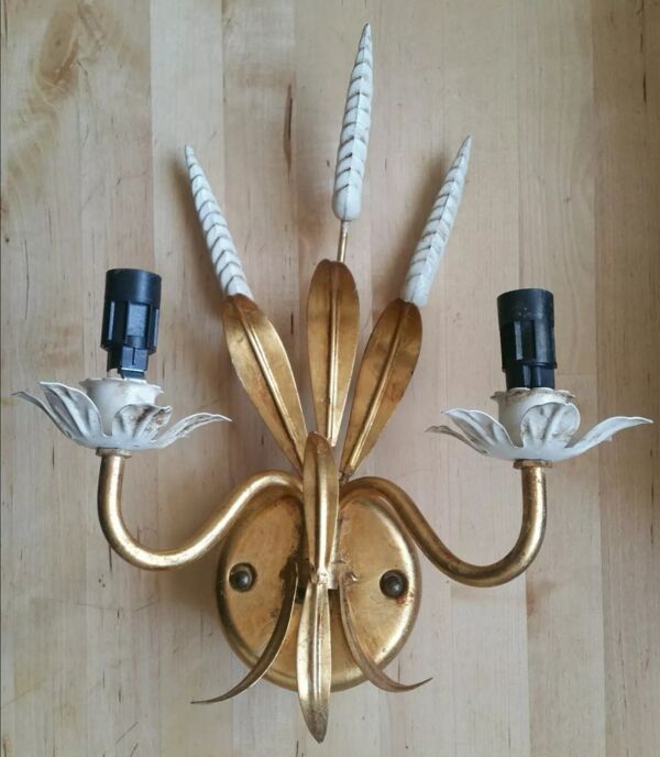 Applique murale métal et tôle doré épis de blé Masca
