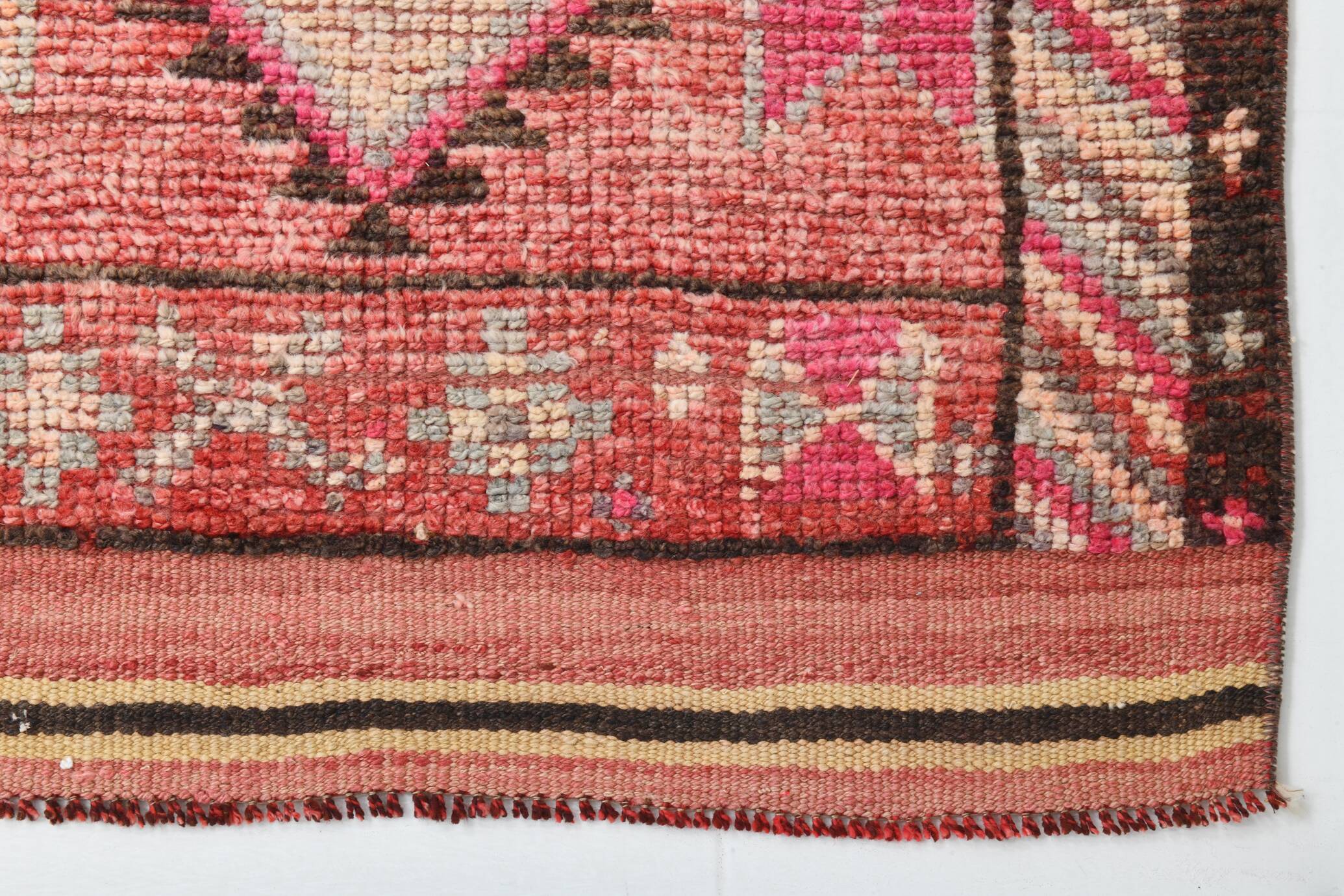 83x337Cm Cinnamon Red Runner Rug, Turkish Wool Runner Rug, Antique Rug
