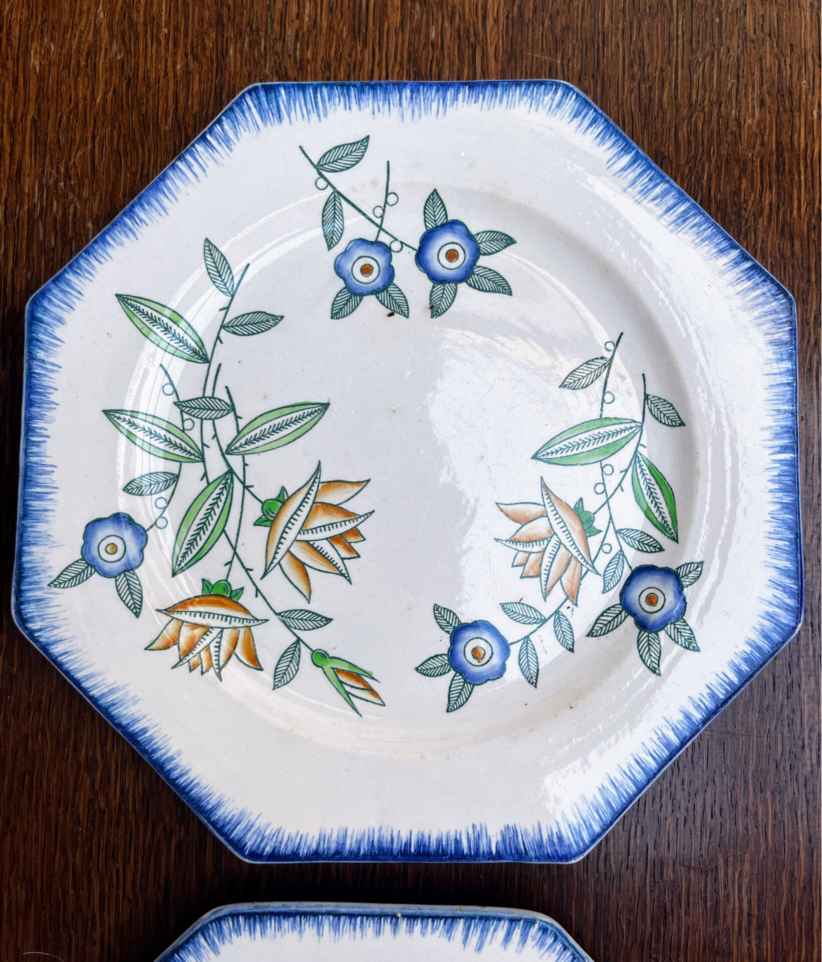 Set of 4 antique Longwy starter or dessert plates.