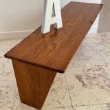 Vintage solid oak geometric wall shelf