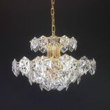 Chandelier in gilded brass and crystal glass by Kinkeldey, Germany, 1970s.