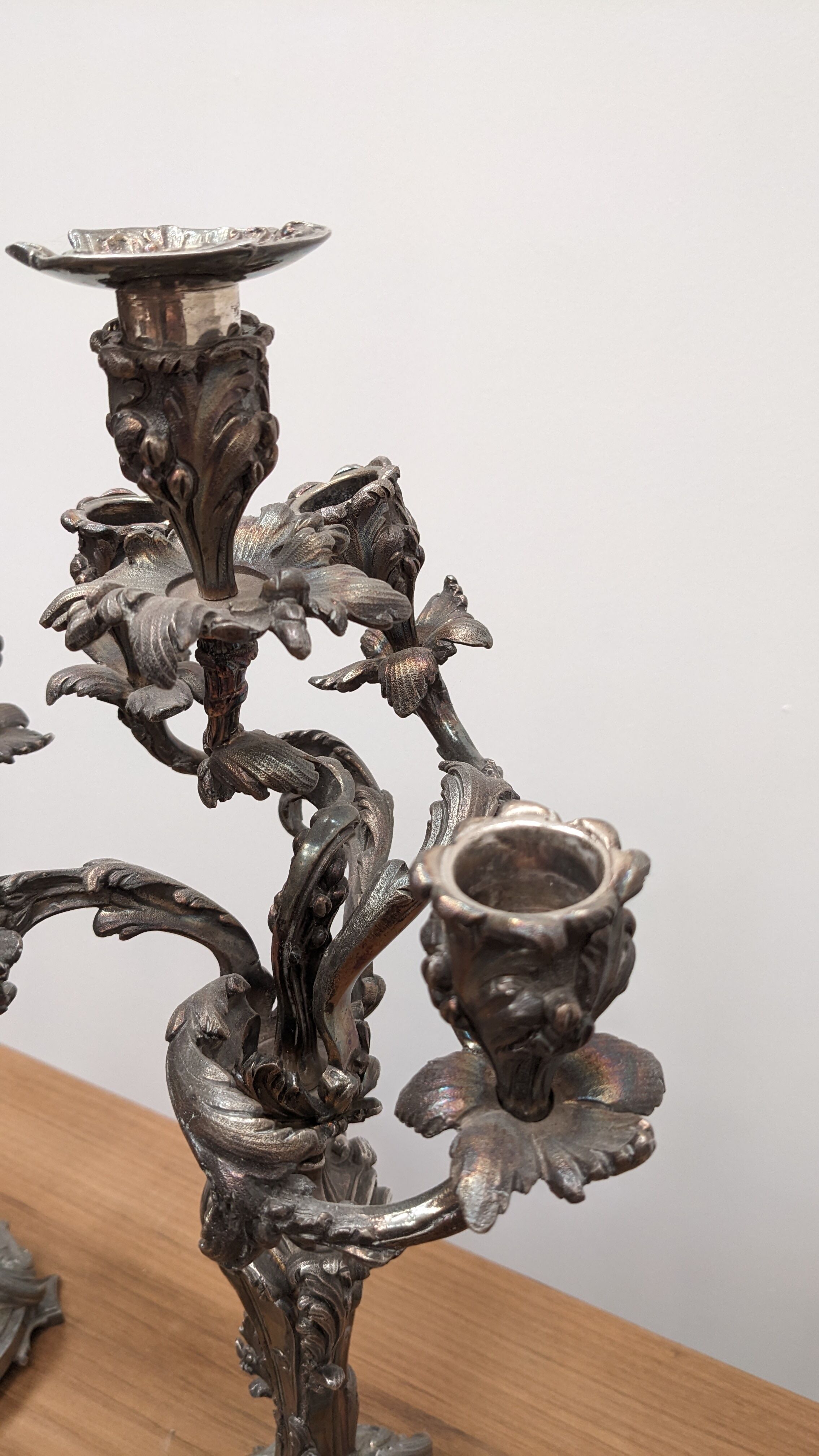 Silver metal candlesticks.