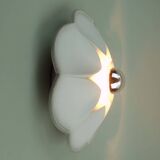 Vintage ceramic ceiling light or wall lamp flower shape white grey rose 80s