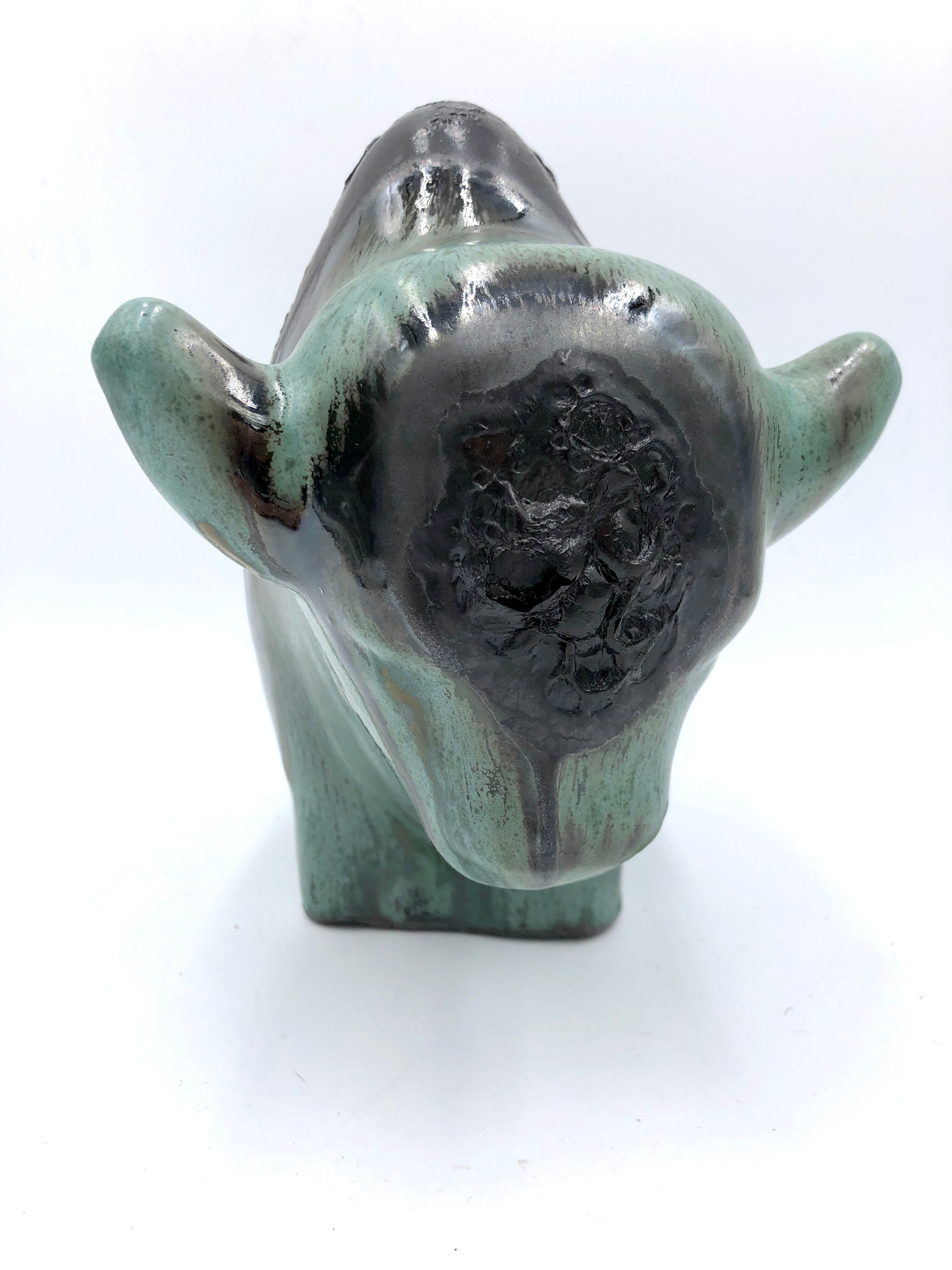 Ceramic bison by Kurt Tschorner