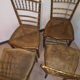 4 chaises bambou bois doré napoleon 3