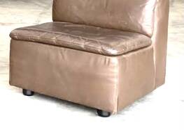 Vintage Scandinavian armchair in iridescent bronze leather, Ligne Roset chair.