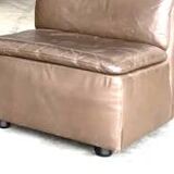 Vintage Scandinavian armchair in iridescent bronze leather, Ligne Roset armchair