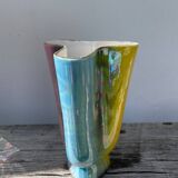 Iridescent ceramic vase signed Sicas 1960