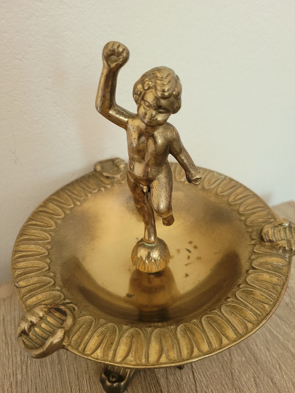 Brass cherub ashtray