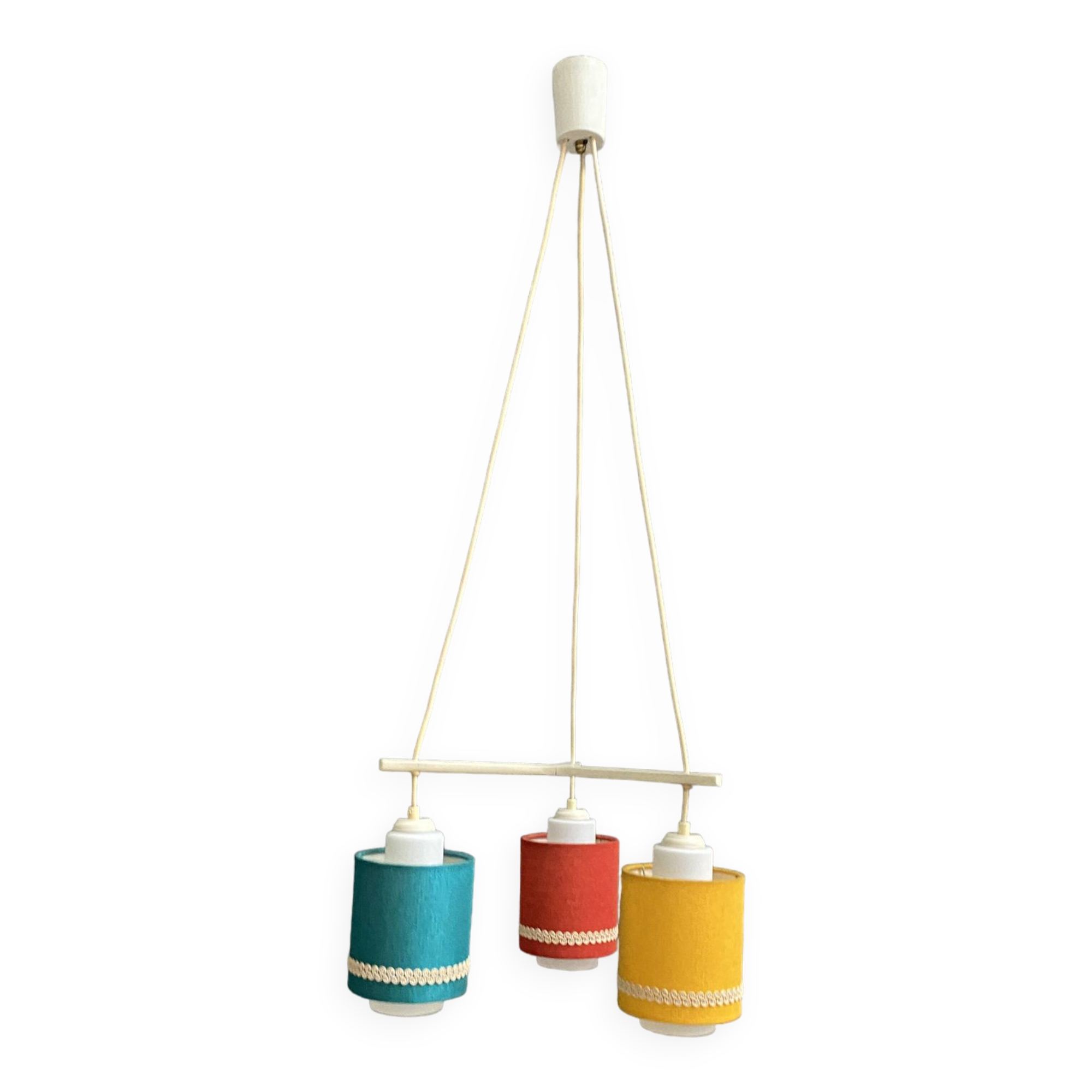 Pendant lamp 3 colorful shades 1960s