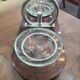Art Deco pocket emptier in wood, engraved glass and chromed metal
