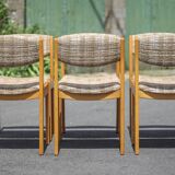 Dining room chairs X 6, vintage chair, vintage wood and fabric chair, series of chairs, decoration