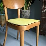 6 yellow and wood Thonet chairs