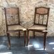 Pair old chair style louis xvi wood + seat & back cannée vintage