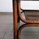 Table basse vintage bambou, rotin et cuir années 60