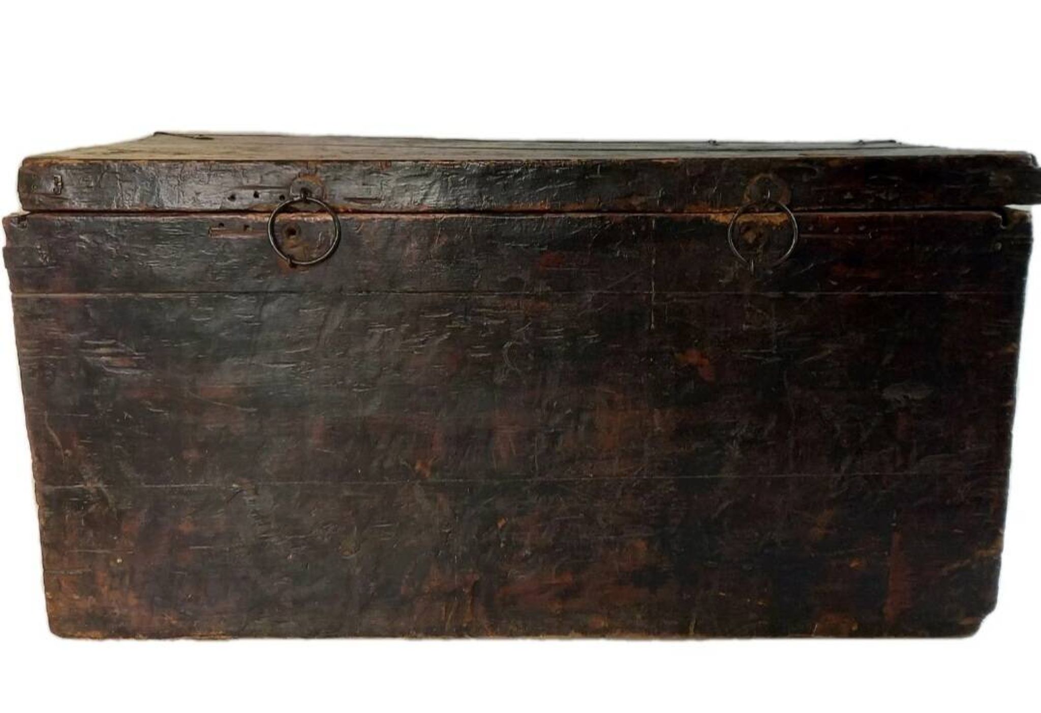 Large antique Tibetan wooden chest with Buddha painting, 18th century