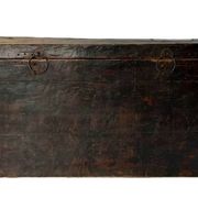 Large antique Tibetan wooden chest with Buddha painting, 18th century