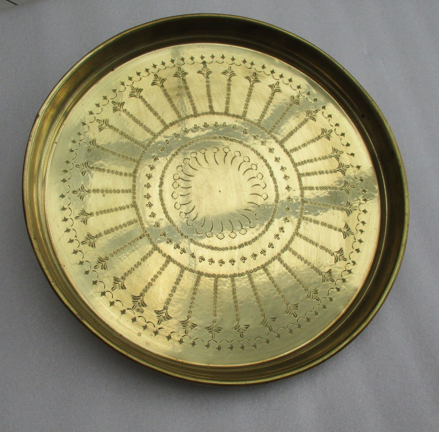 Large chissed brass serving tray