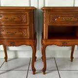 2 tables de chevet style Louis XV tiroirs et pieds cabrioles, 1960