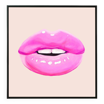 Impression de peinture à lèvres rose