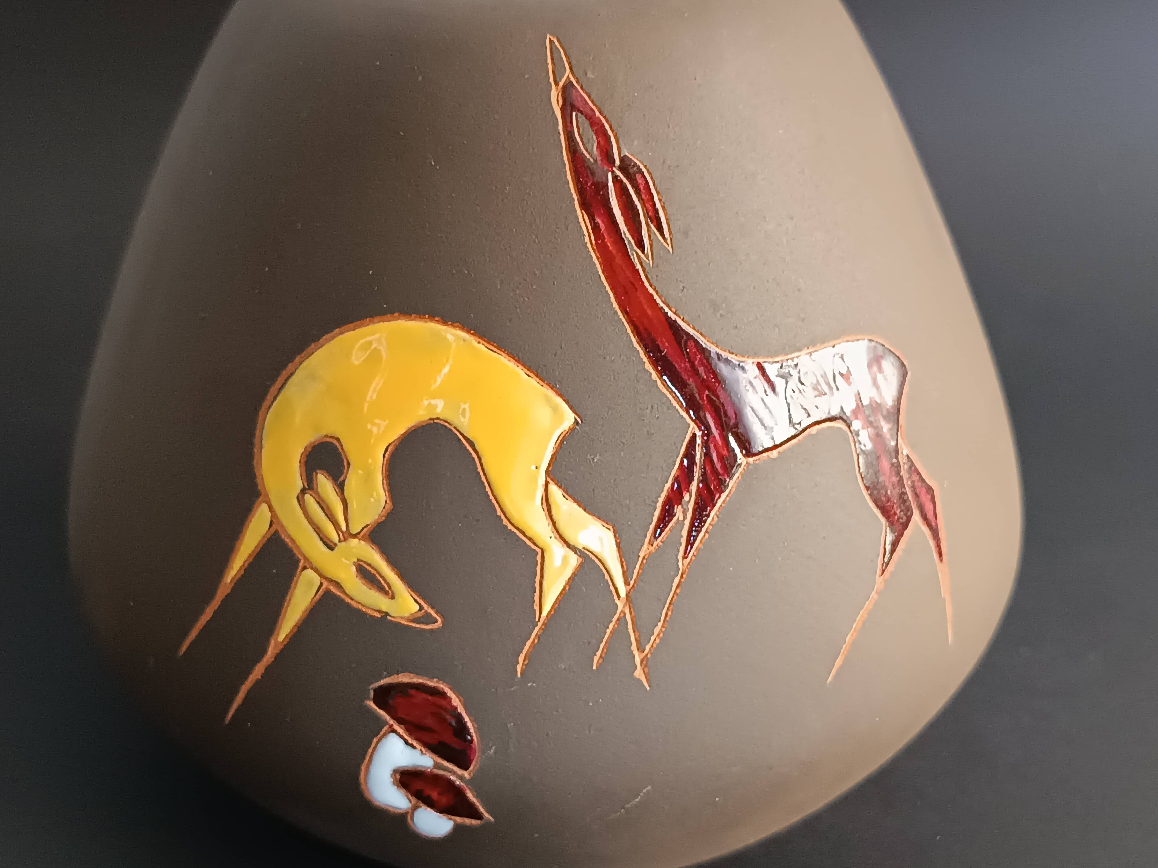 German terracotta vase Hanns Welling, Ernst Borens, 1960